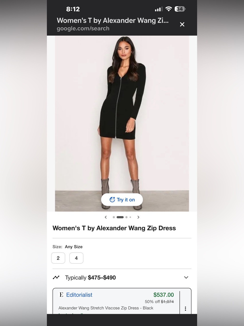 Alexander Wang Zip Dress Size 4- EXCELLENT!